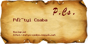 Pétyi Csaba névjegykártya